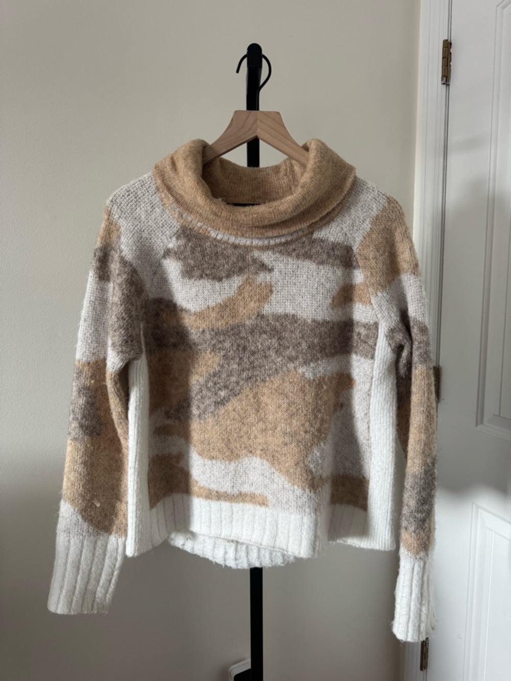RD Style Cream, Tan & Light Brown Cowl Neck Sweater